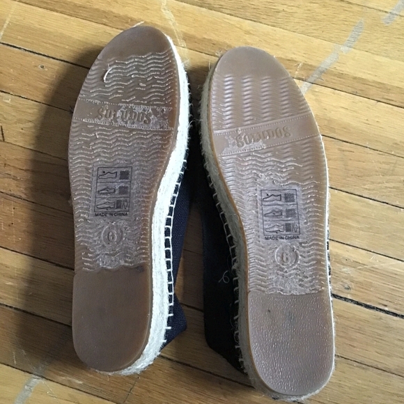 Luxe Soludos Ladies Size 6 Black Espadrille Shoes w/ Champagne Accents,MINT - Picture 5 of 5
